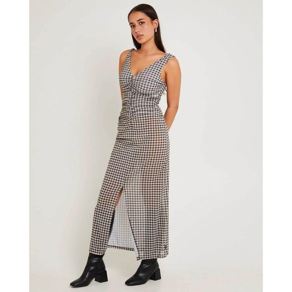afends gambet sheer maxi dress Size Small Checkered gingham Sundress